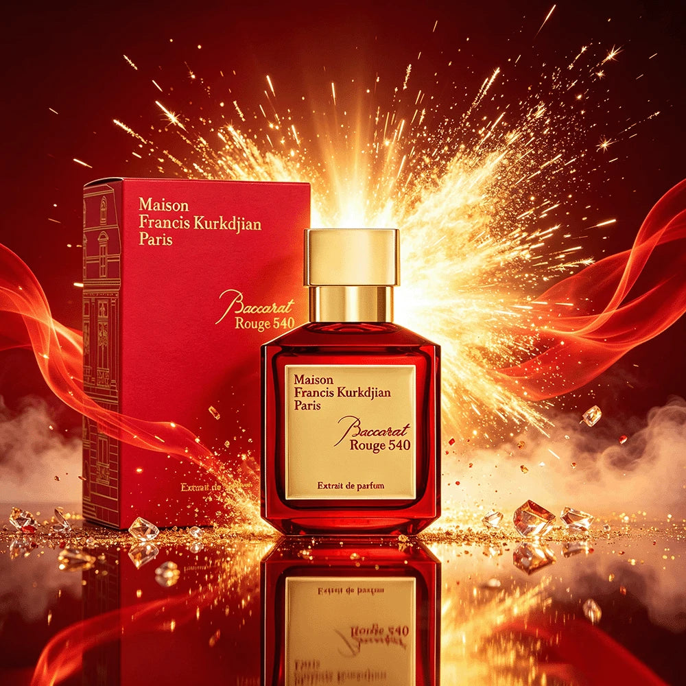 Maison Francis Kurkdjian Red 540 Eau De Parfum 100ml Top Notes: Bitter Almond, Saffron; Middle Notes: Egyptian Jasmine; Base Notes: Amber, Woody Notes. Red Crystal Square Bottle With A Gold Cap. Unise