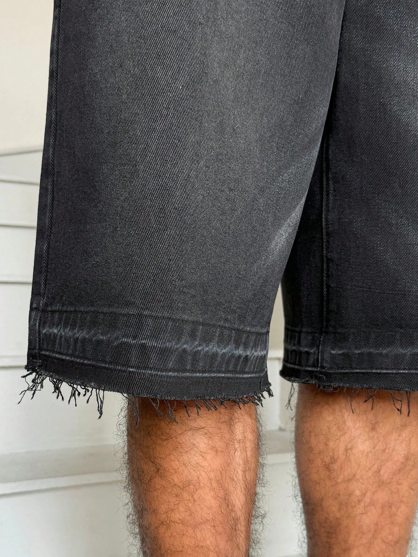 Manfinity EMRG Men Plus Size Casual Street Style Distressed Dark Wash Denim Shorts Adventure Summer, Holiday