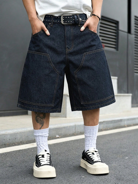 Manfinity Hypemode Men's Plus Size Summer Casual Wide Leg Denim Shorts