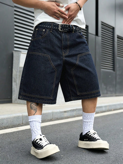 Manfinity Hypemode Men's Plus Size Summer Casual Wide Leg Denim Shorts
