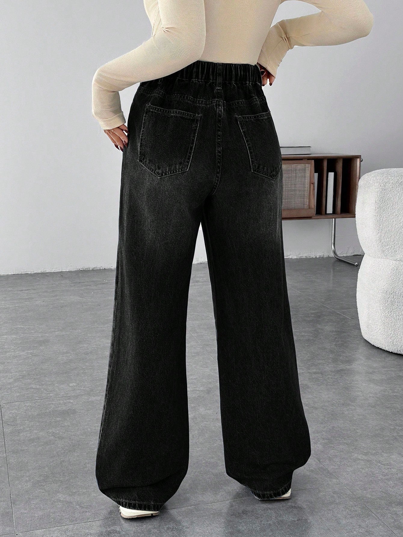 Maternity Casual Loose Wide Leg Jeans, Blue