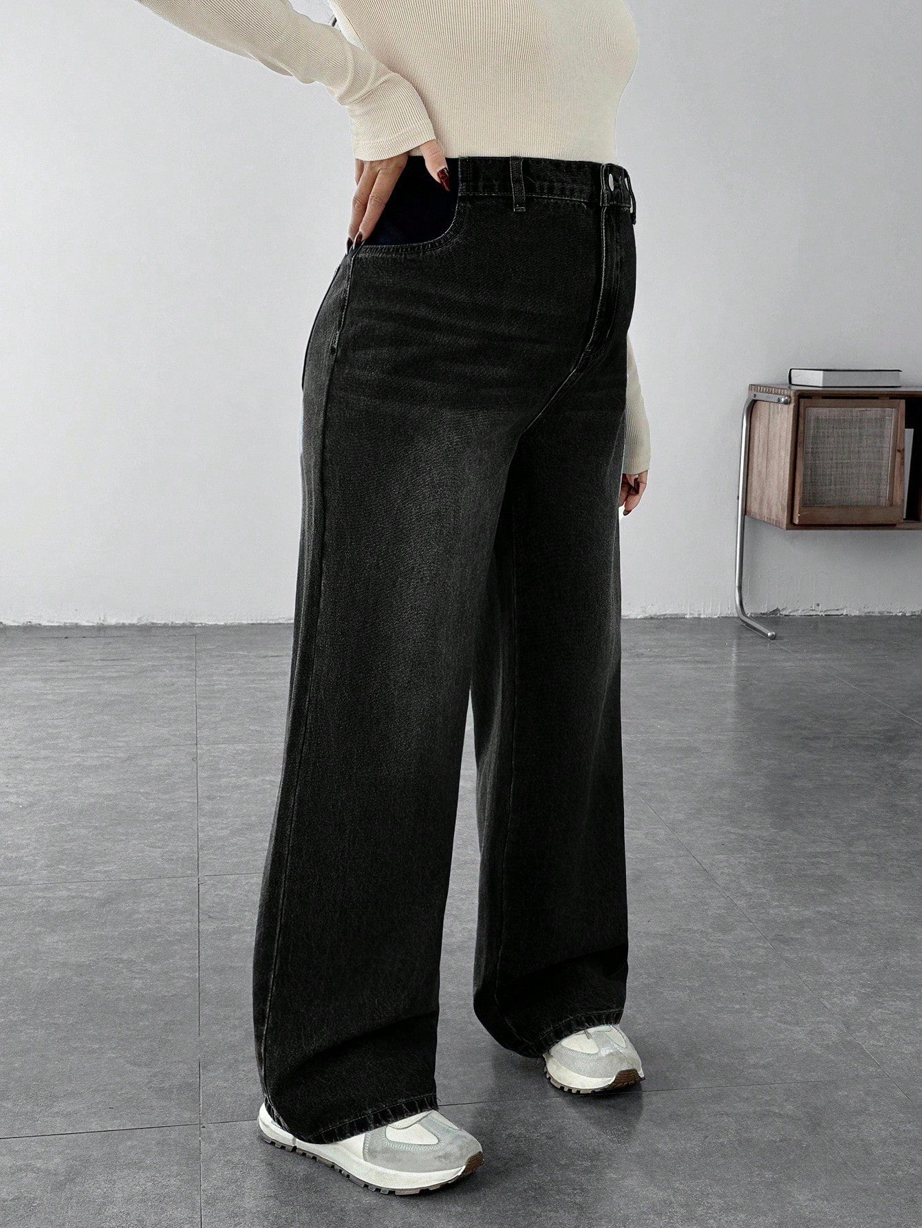 Maternity Casual Loose Wide Leg Jeans, Blue