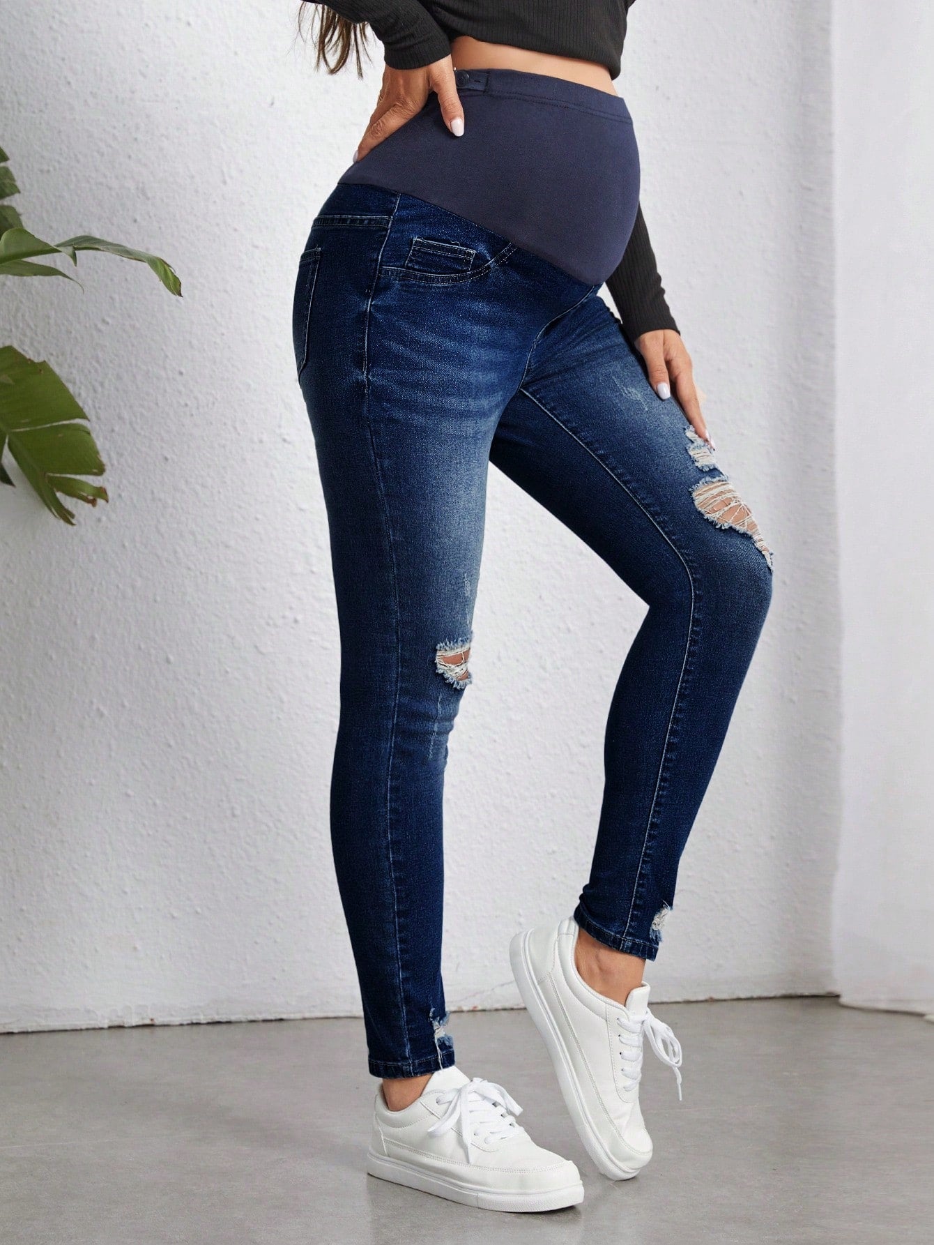 Maternity Distressed Casual Versatile Skinny Jeggings