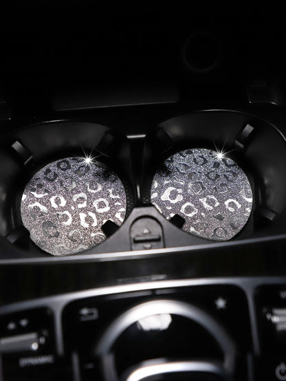 MEIKAXIU 2pcs Leopard Print Car Coaster