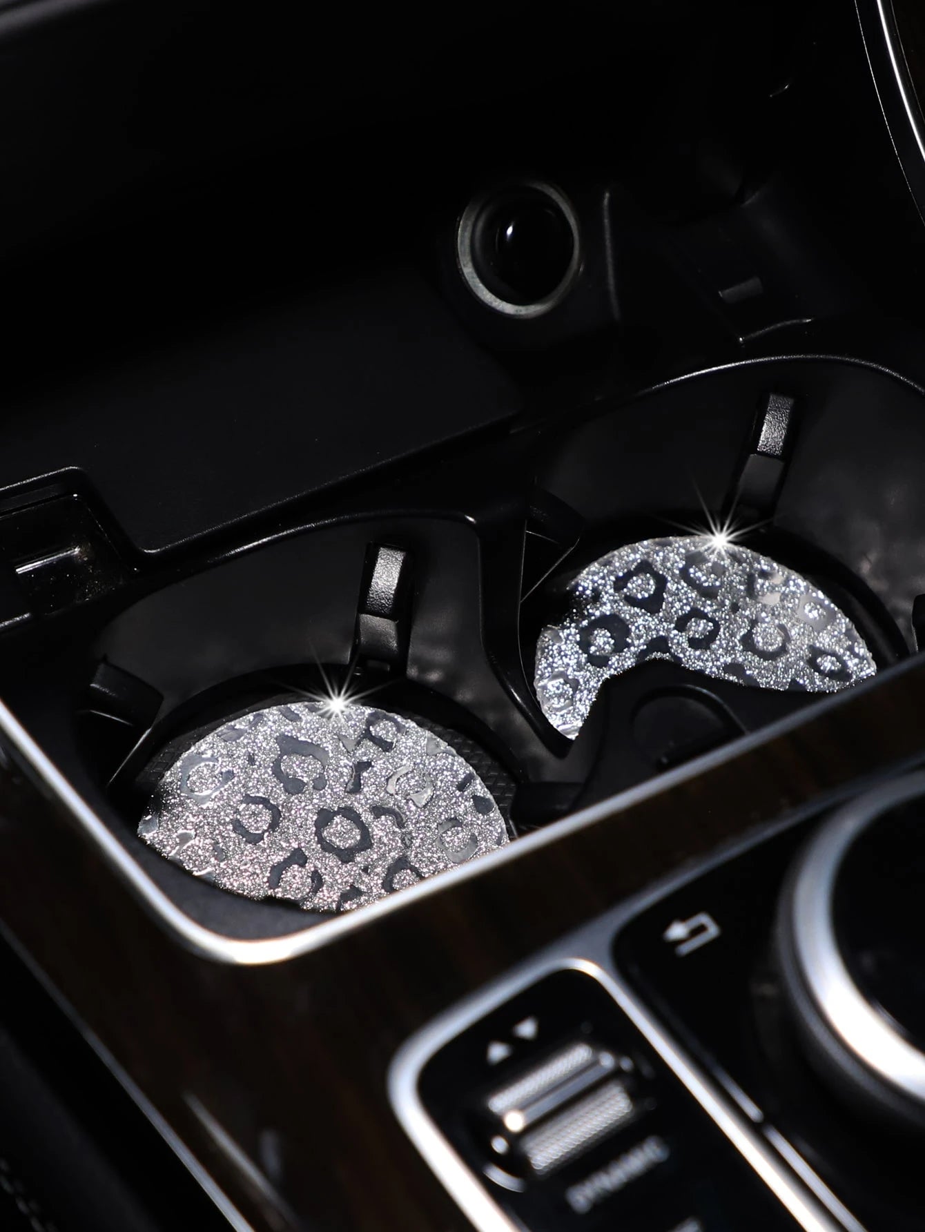 MEIKAXIU 2pcs Leopard Print Car Coaster