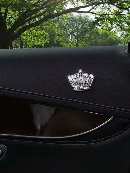 MEIKAXIU 2pcs Metallic Crown Style Emblem Stickers, Bling Decor For Car Interior & Exterior, Unisex Auto Accessories