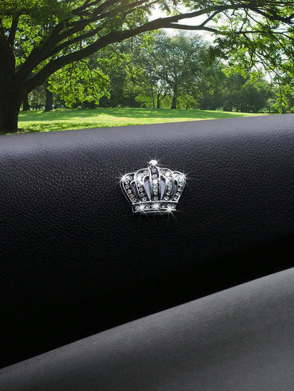 MEIKAXIU 2pcs Metallic Crown Style Emblem Stickers, Bling Decor For Car Interior & Exterior, Unisex Auto Accessories