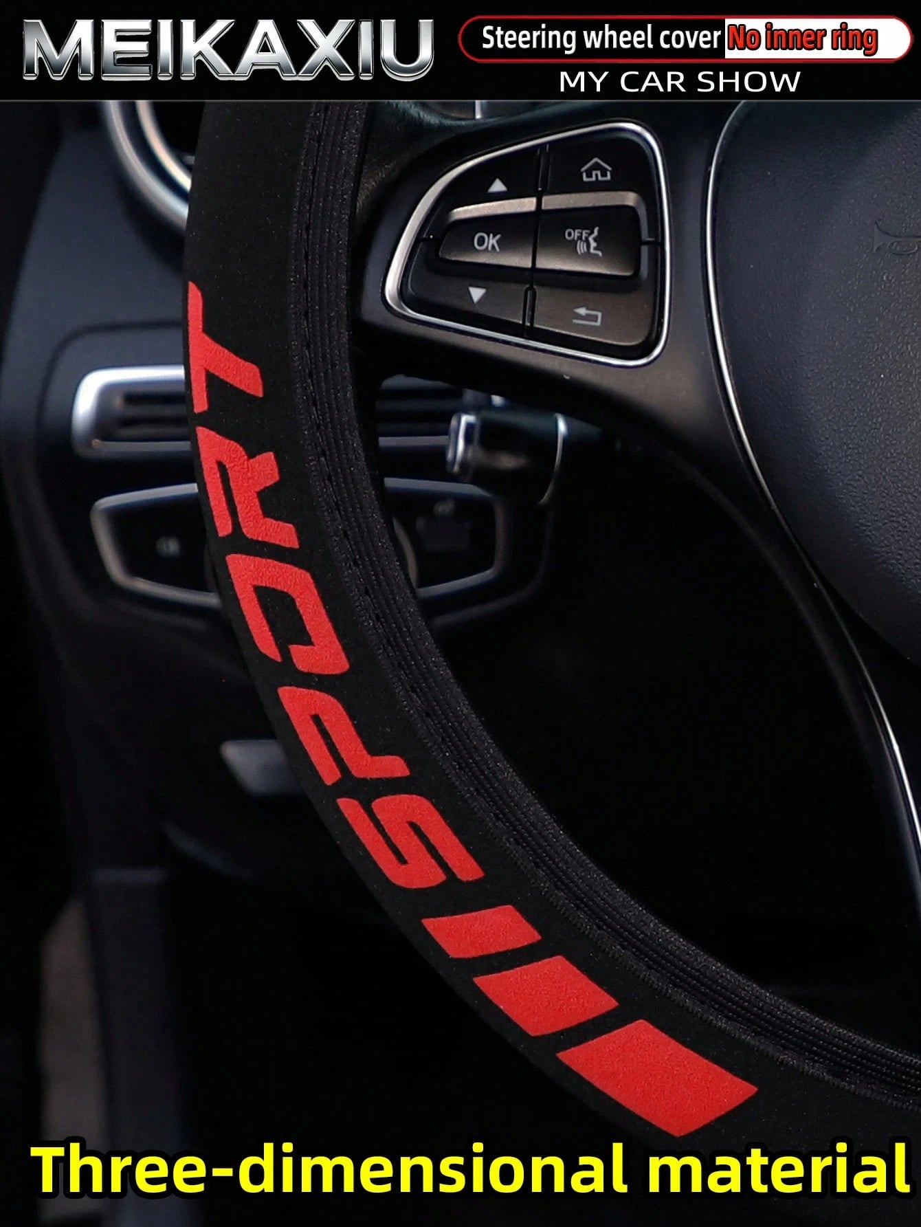 MEIKAXIU New Arrival SPORT 3D Foam Neoprene Steering Wheel Cover, Suitable For 14.5-15 Inch Cars, Automotive Interior Accessories, For Women
