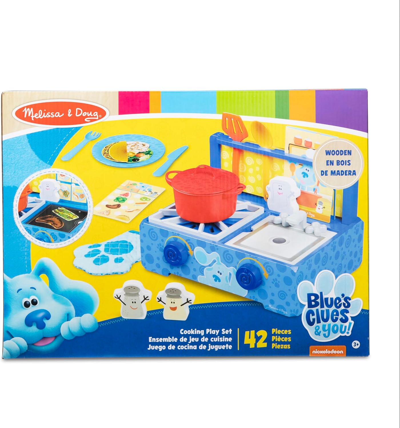 Melissa & Doug Blue's Clues & You! Wooden Cooking Playset – Realistic Kitchen Accessories, Durable Wood, Preschool Toys, Pretend Play, Imaginative Gift For Toddlers