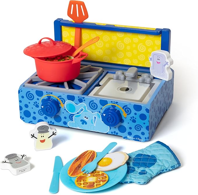 Melissa & Doug Blue's Clues & You! Wooden Cooking Playset – Realistic Kitchen Accessories, Durable Wood, Preschool Toys, Pretend Play, Imaginative Gift For Toddlers