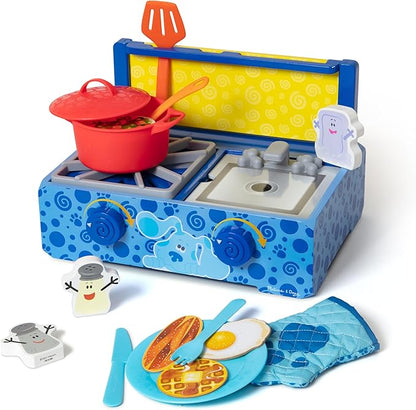 Melissa & Doug Blue's Clues & You! Wooden Cooking Playset – Realistic Kitchen Accessories, Durable Wood, Preschool Toys, Pretend Play, Imaginative Gift For Toddlers