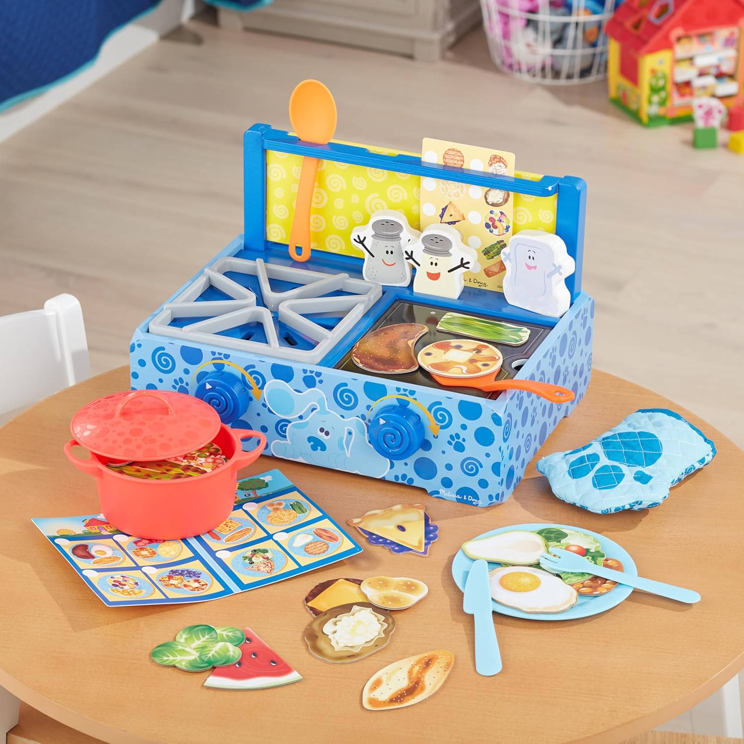 Melissa & Doug Blue's Clues & You! Wooden Cooking Playset – Realistic Kitchen Accessories, Durable Wood, Preschool Toys, Pretend Play, Imaginative Gift For Toddlers