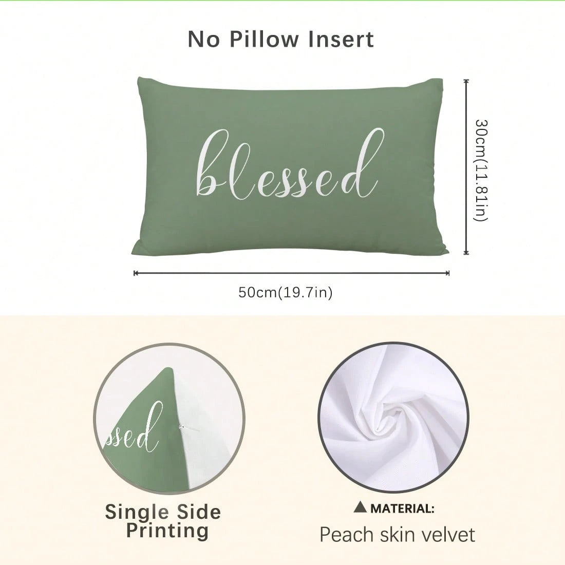 MEMNUN 1pc Modern Simple Sage Green Text Print Decorative Throw Pillow Cover [No Pillow Insert], 11.81*19.71in(30*50cm)/15.75*23.62in(40*60cm), [Single-Sided Print] Polyester Cushion Cover For Sofa, B
