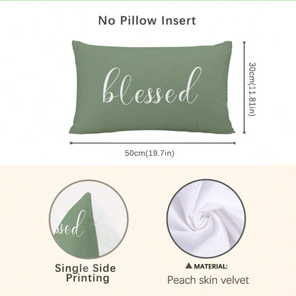 MEMNUN 1pc Modern Simple Sage Green Text Print Decorative Throw Pillow Cover [No Pillow Insert], 11.81*19.71in(30*50cm)/15.75*23.62in(40*60cm), [Single-Sided Print] Polyester Cushion Cover For Sofa, B