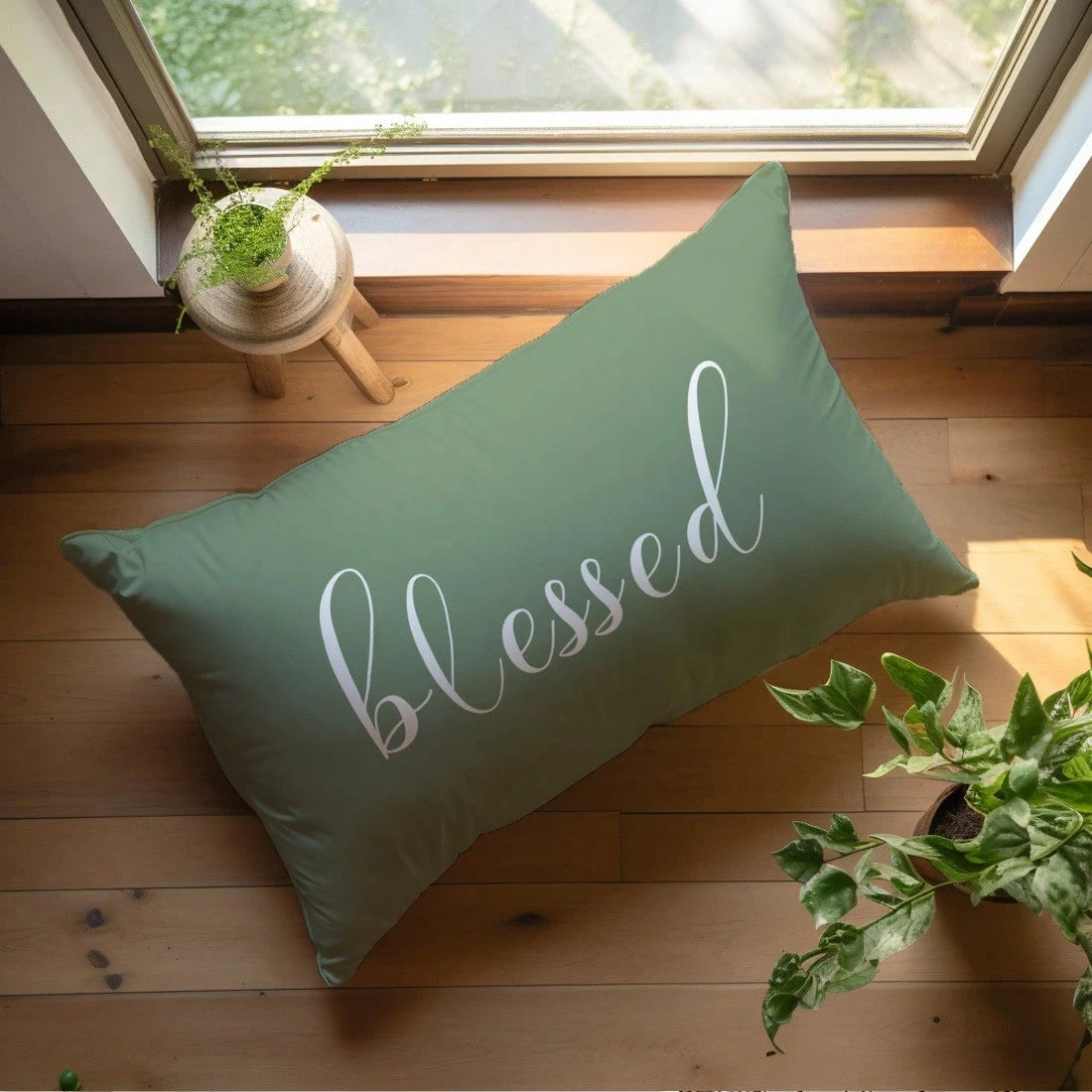 MEMNUN 1pc Modern Simple Sage Green Text Print Decorative Throw Pillow Cover [No Pillow Insert], 11.81*19.71in(30*50cm)/15.75*23.62in(40*60cm), [Single-Sided Print] Polyester Cushion Cover For Sofa, B