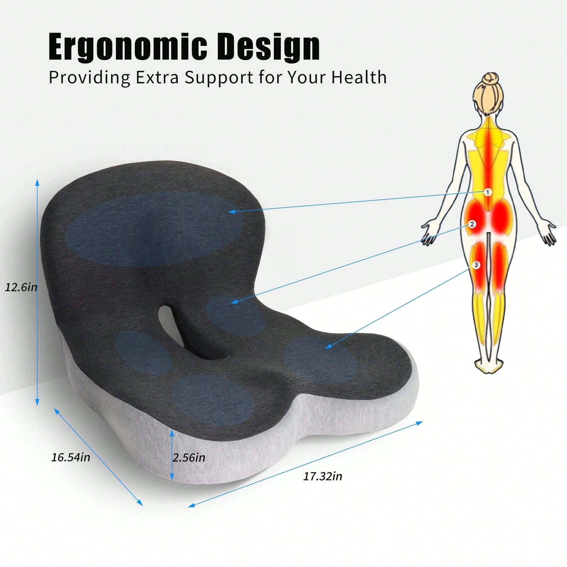 Memory Foam Car Seat Cushion Office Chair Cushion With Fixing Strap, L-Shaped Integrated Soothe Chair Seat Cushion For Lower Back Protection Pad Memory Foam Seat Cushion For Car,Chair,Office Chair Mot