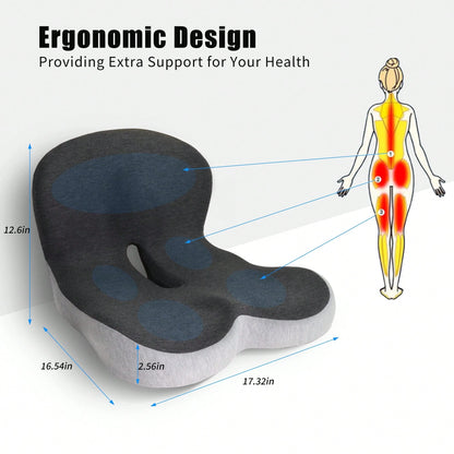 Memory Foam Car Seat Cushion Office Chair Cushion With Fixing Strap, L-Shaped Integrated Soothe Chair Seat Cushion For Lower Back Protection Pad Memory Foam Seat Cushion For Car,Chair,Office Chair Mot