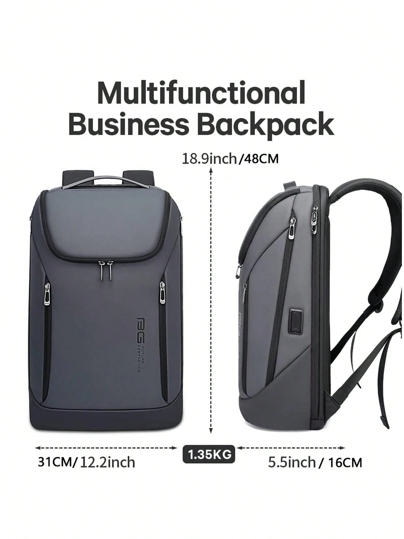 Men's Business Travel Laptop Backpack, Compatible With 15.6-Inch Laptops, Simple, Lightweight, Slim And Versatile Casual Backpack.