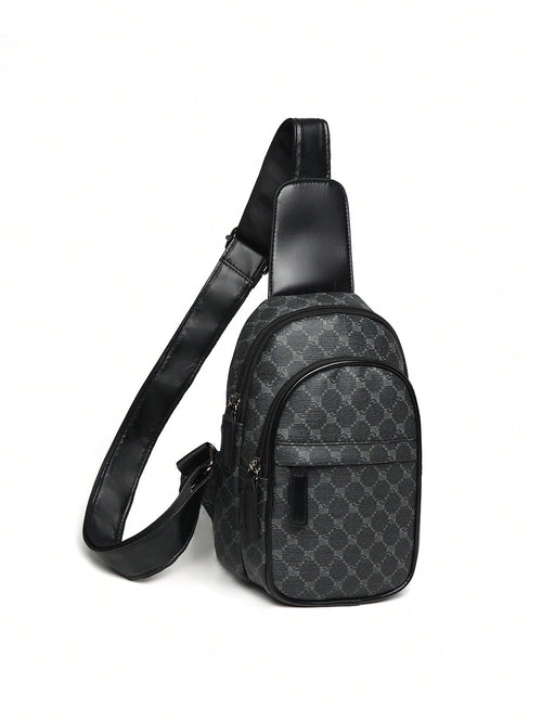 Men's Casual PU Chest Bag With Multiple Zipper Design, Vintage Shoulder Crossbody Bag Suitable For Valentine's Day, Father's Day Gifts, Daily Commute, Campus And Vacations Waist Rider Bag Hiking Hikin