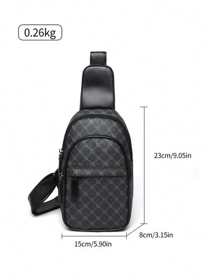 Men's Casual PU Chest Bag With Multiple Zipper Design, Vintage Shoulder Crossbody Bag Suitable For Valentine's Day, Father's Day Gifts, Daily Commute, Campus And Vacations Waist Rider Bag Hiking Hikin