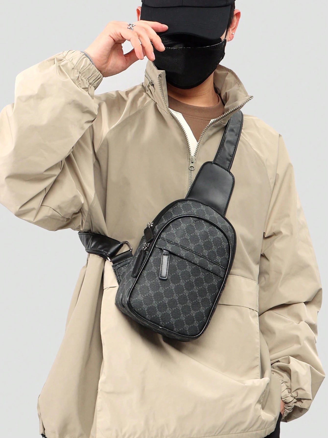 Men's Casual PU Chest Bag With Multiple Zipper Design, Vintage Shoulder Crossbody Bag Suitable For Valentine's Day, Father's Day Gifts, Daily Commute, Campus And Vacations Waist Rider Bag Hiking Hikin