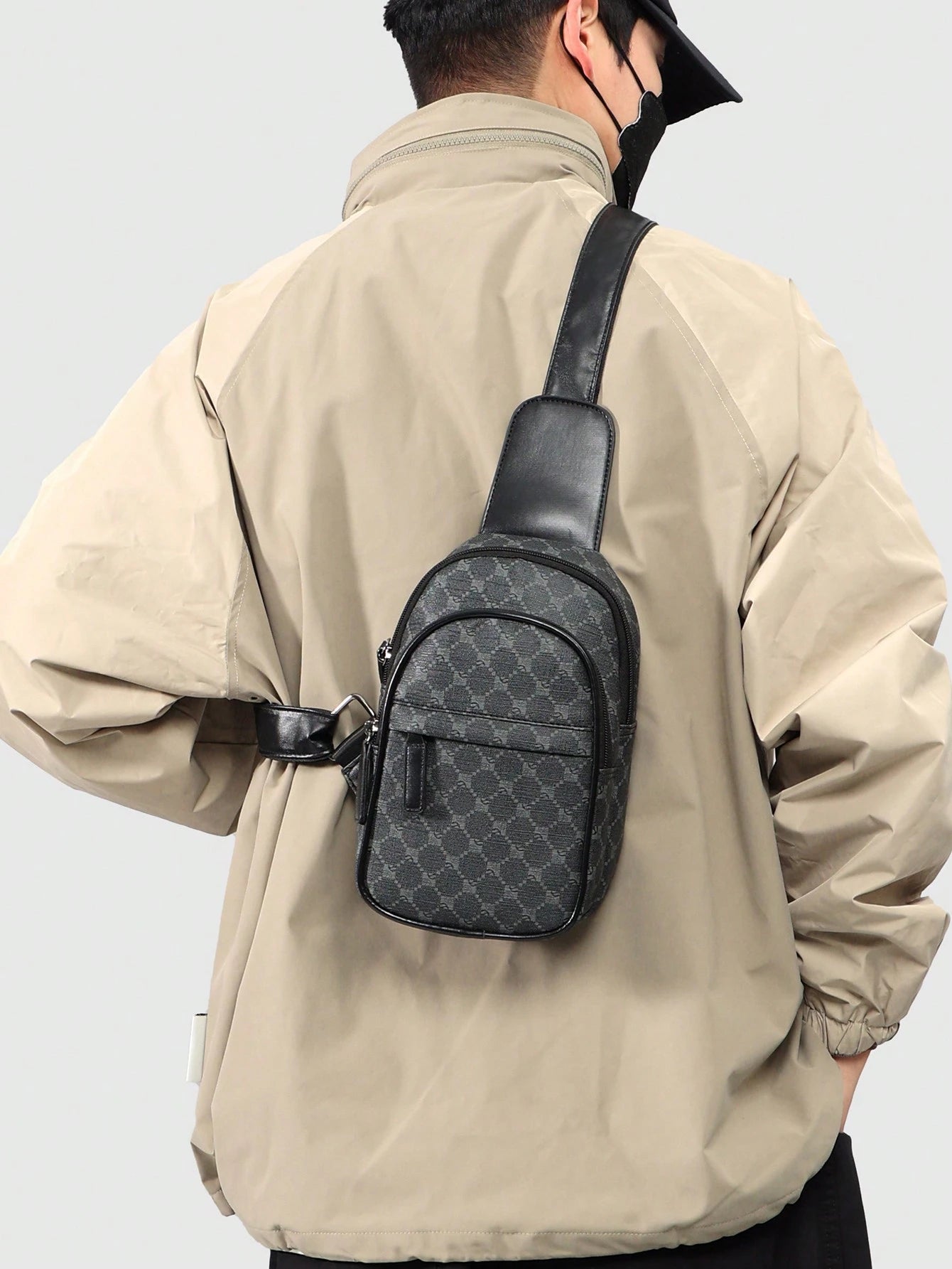 Men's Casual PU Chest Bag With Multiple Zipper Design, Vintage Shoulder Crossbody Bag Suitable For Valentine's Day, Father's Day Gifts, Daily Commute, Campus And Vacations Waist Rider Bag Hiking Hikin