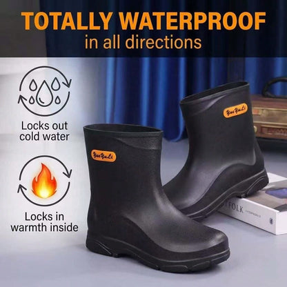 Men's Short Rubber Rain Boots Waterproof Mud Booties For Outdoor Working Insulation Garden Farm Boot Lightweight Slip-On Rain Footwear