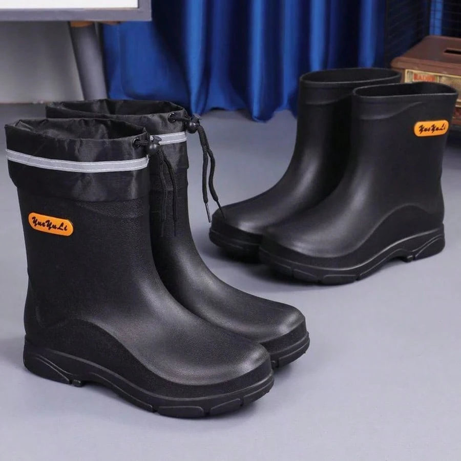 Men's Short Rubber Rain Boots Waterproof Mud Booties For Outdoor Working Insulation Garden Farm Boot Lightweight Slip-On Rain Footwear