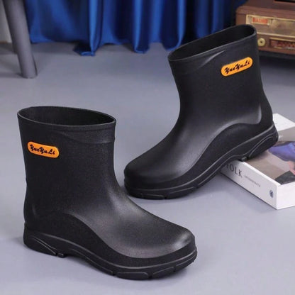 Men's Short Rubber Rain Boots Waterproof Mud Booties For Outdoor Working Insulation Garden Farm Boot Lightweight Slip-On Rain Footwear