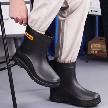 Men's Short Rubber Rain Boots Waterproof Mud Booties For Outdoor Working Insulation Garden Farm Boot Lightweight Slip-On Rain Footwear