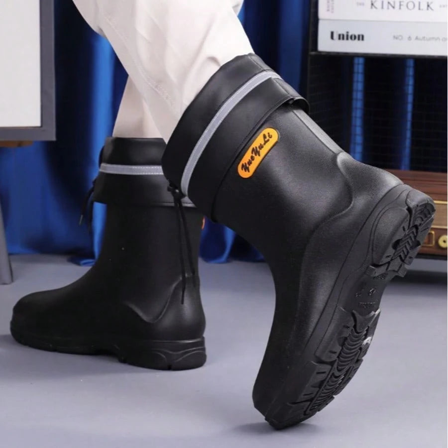 Men's Short Rubber Rain Boots Waterproof Mud Booties For Outdoor Working Insulation Garden Farm Boot Lightweight Slip-On Rain Footwear