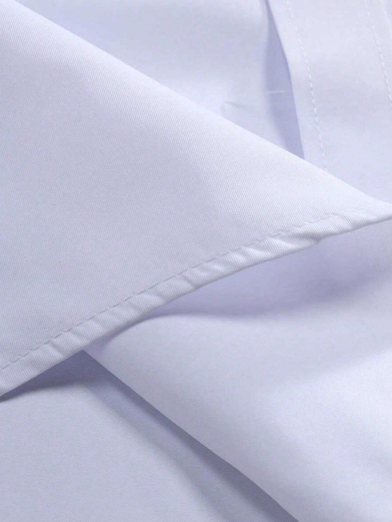 Men's Solid Color Button Design Business Formal Long Sleeve Shirt