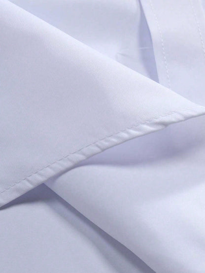 Men's Solid Color Button Design Business Formal Long Sleeve Shirt