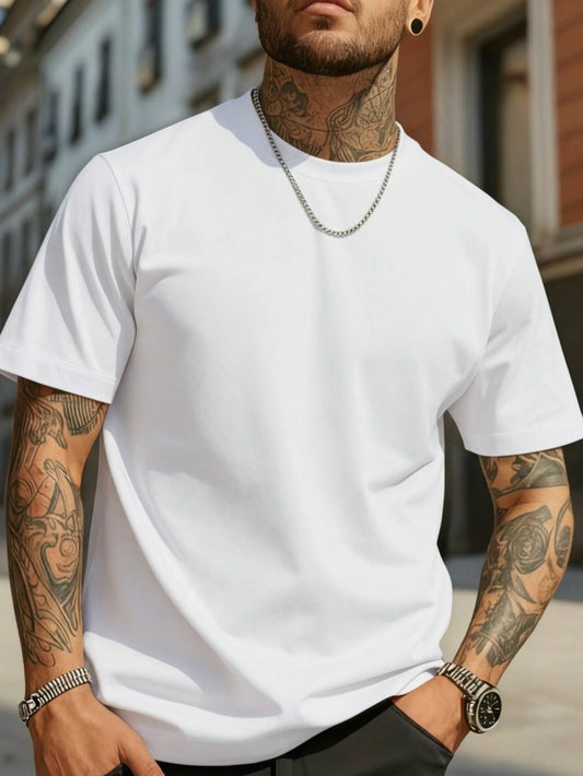 Men's Summer Casual Solid Color Short Sleeve T-Shirt, Breathable & Comfortable, Fashionable