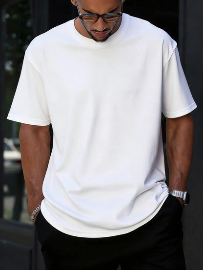 Men's Summer Casual Solid Color Short Sleeve T-Shirt, Breathable & Comfortable, Fashionable