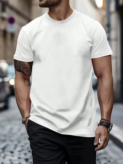 Men's Summer Casual Solid Color Short Sleeve T-Shirt, Breathable & Comfortable, Fashionable