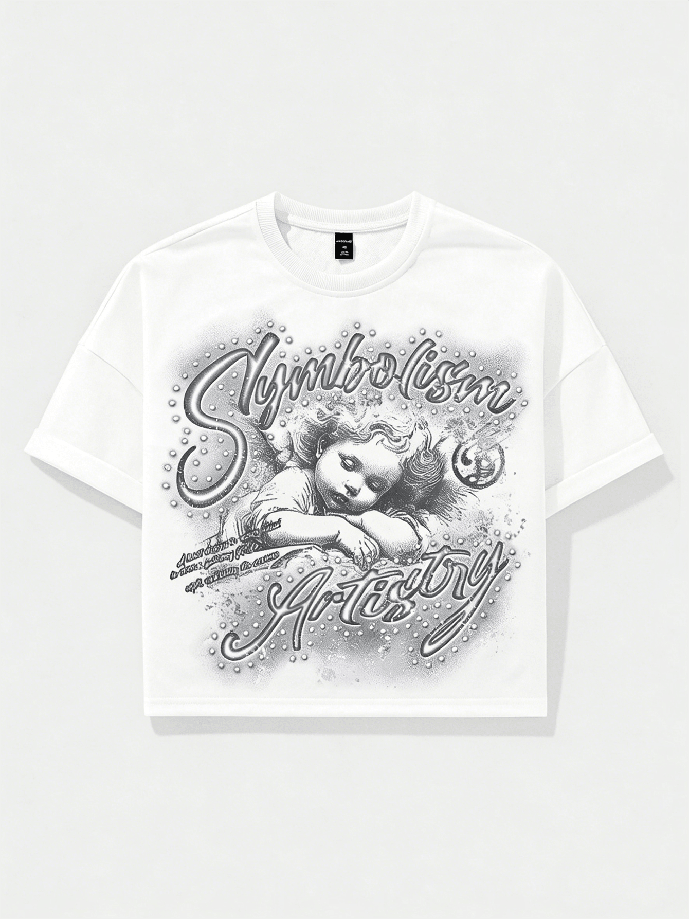 Mens Clothes,Graphic T,Vintage Polo Graphic Tees,Graphic T Shirt,ROMWE MEN Street Life Spring Casual Graphic White Men'S Letter & Cross Print Crew Nec
