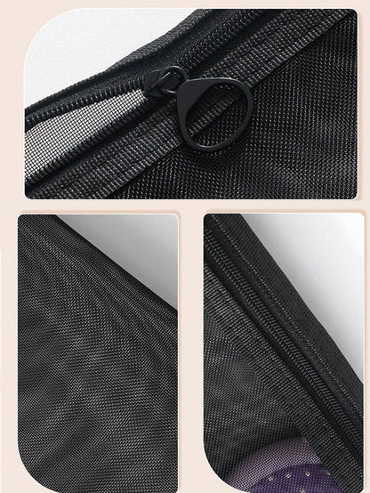 Mesh Makeup Bag With Data Cable Pattern, Charging Letter Design, Red Padded Portable Storage Bag, Can Hold Data Cables, Chargers, Makeup, Skincare, Travel Essentials, Dorm Supplies, Wedding Bride Gift