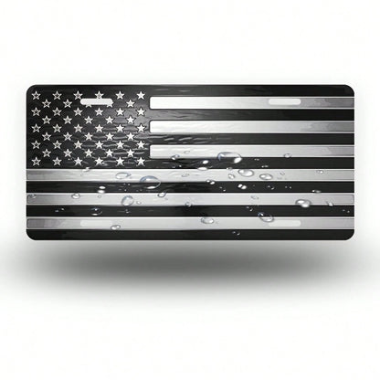 Metal American Flag Front License Plate, Aluminum License Plate Cover And Frame, Fun Standard Size License Plate For Men/Women/Boys/Girls Car Decoration 6* 12inch