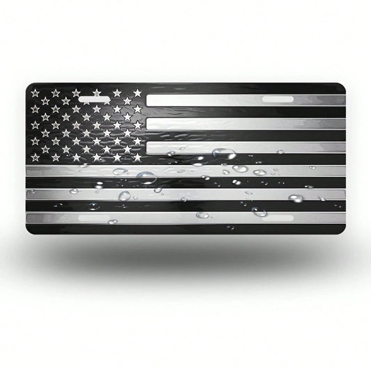Metal American Flag Front License Plate, Aluminum License Plate Cover And Frame, Fun Standard Size License Plate For Men/Women/Boys/Girls Car Decoration 6* 12inch