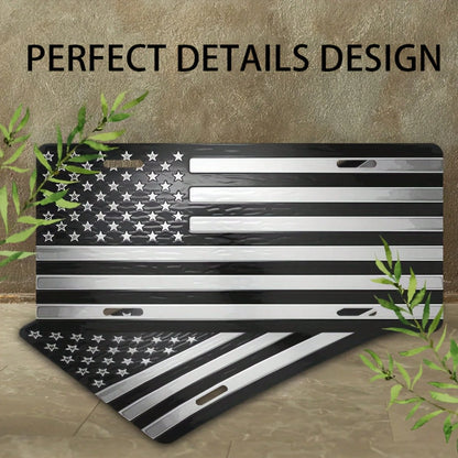 Metal American Flag Front License Plate, Aluminum License Plate Cover And Frame, Fun Standard Size License Plate For Men/Women/Boys/Girls Car Decoration 6* 12inch