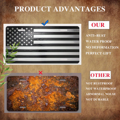Metal American Flag Front License Plate, Aluminum License Plate Cover And Frame, Fun Standard Size License Plate For Men/Women/Boys/Girls Car Decoration 6* 12inch