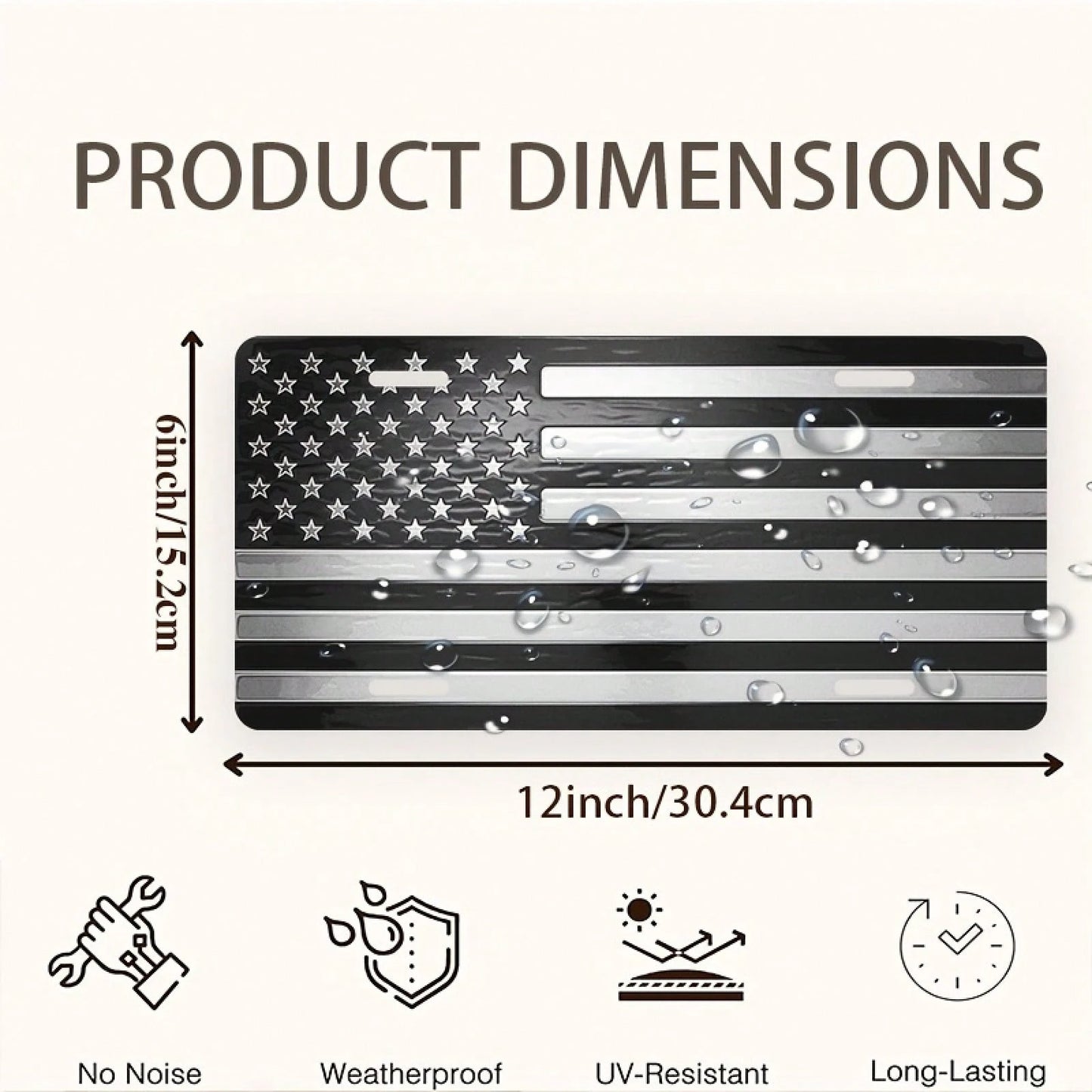 Metal American Flag Front License Plate, Aluminum License Plate Cover And Frame, Fun Standard Size License Plate For Men/Women/Boys/Girls Car Decoration 6* 12inch