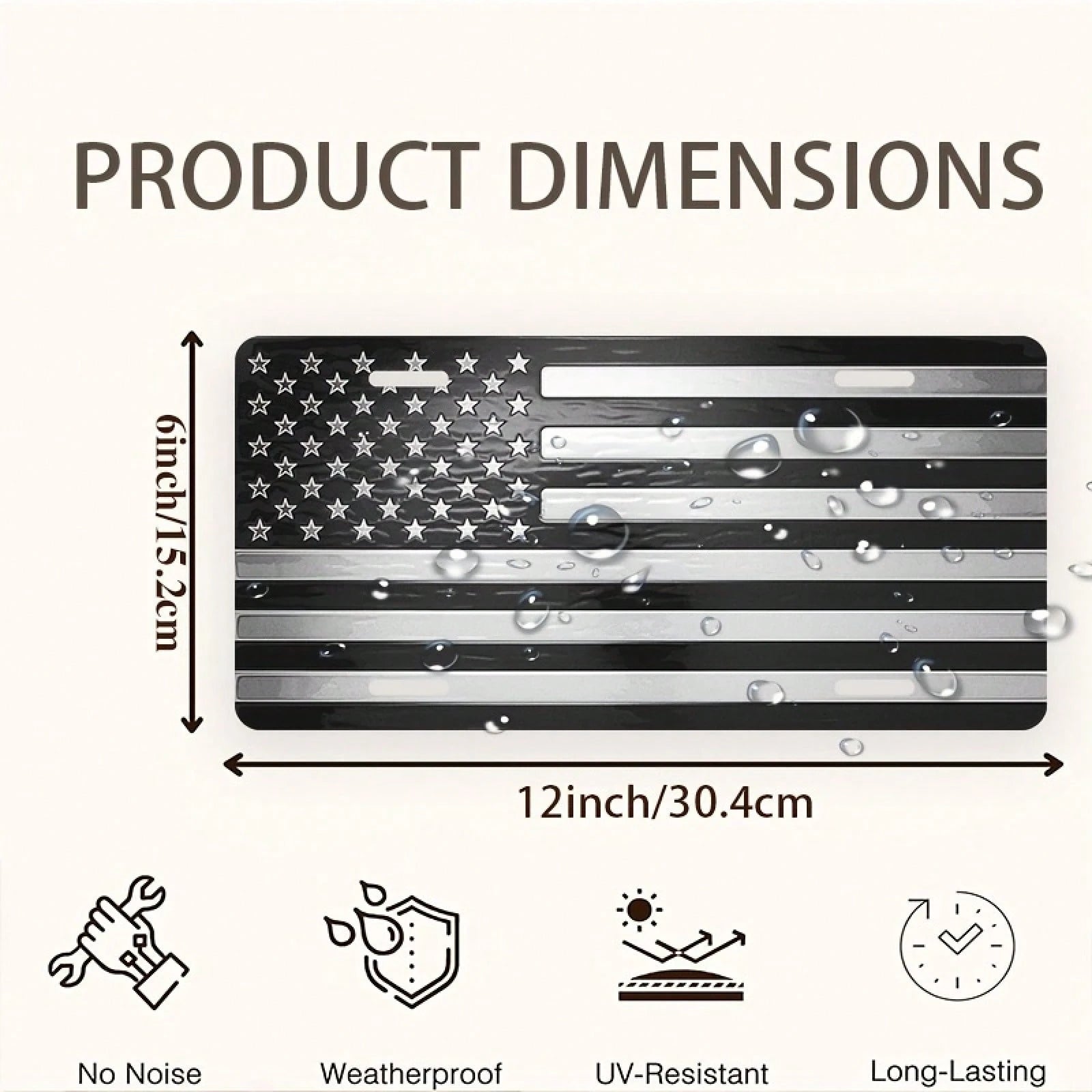Metal American Flag Front License Plate, Aluminum License Plate Cover And Frame, Fun Standard Size License Plate For Men/Women/Boys/Girls Car Decoration 6* 12inch