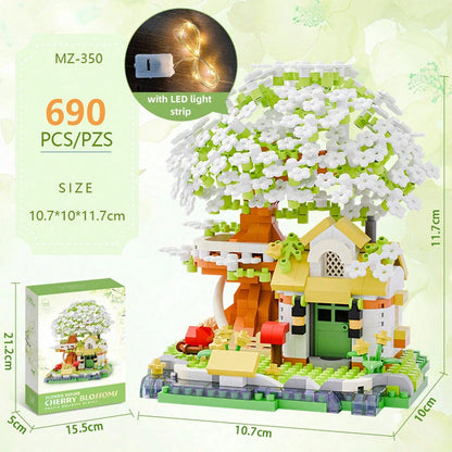 Mini Cherry Blossom Tree House Building Blocks, Buildable Blocks, Collectible Display Item, Everlasting Flowers, Home/Office Decor, Building Blocks Toy, Adult Building Blocks Toy, Wedding Gift, Holida