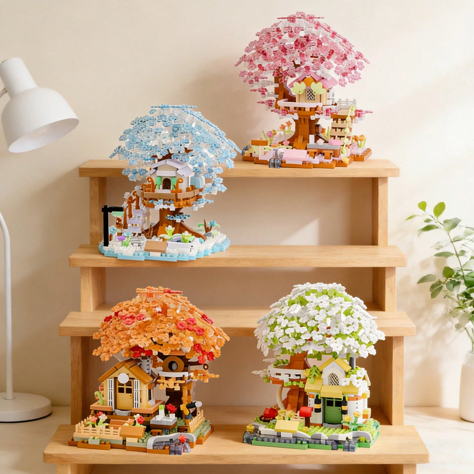 Mini Cherry Blossom Tree House Building Blocks, Buildable Blocks, Collectible Display Item, Everlasting Flowers, Home/Office Decor, Building Blocks Toy, Adult Building Blocks Toy, Wedding Gift, Holida