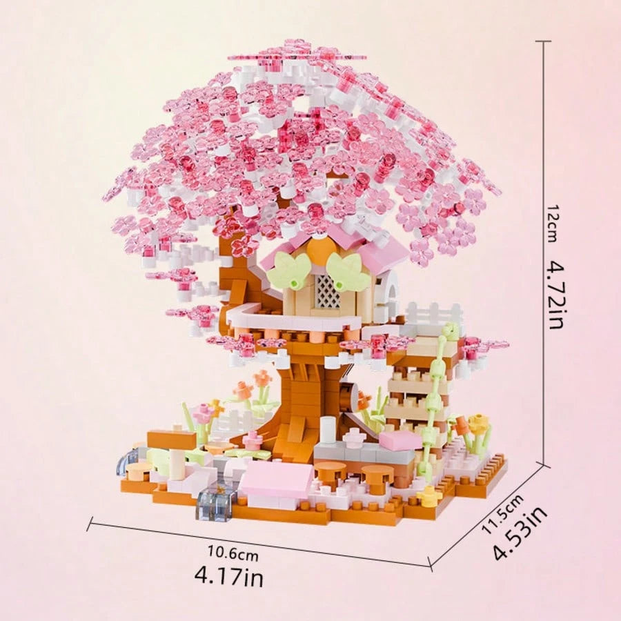 Mini Cherry Blossom Tree House Building Blocks, Buildable Blocks, Collectible Display Item, Everlasting Flowers, Home/Office Decor, Building Blocks Toy, Adult Building Blocks Toy, Wedding Gift, Holida