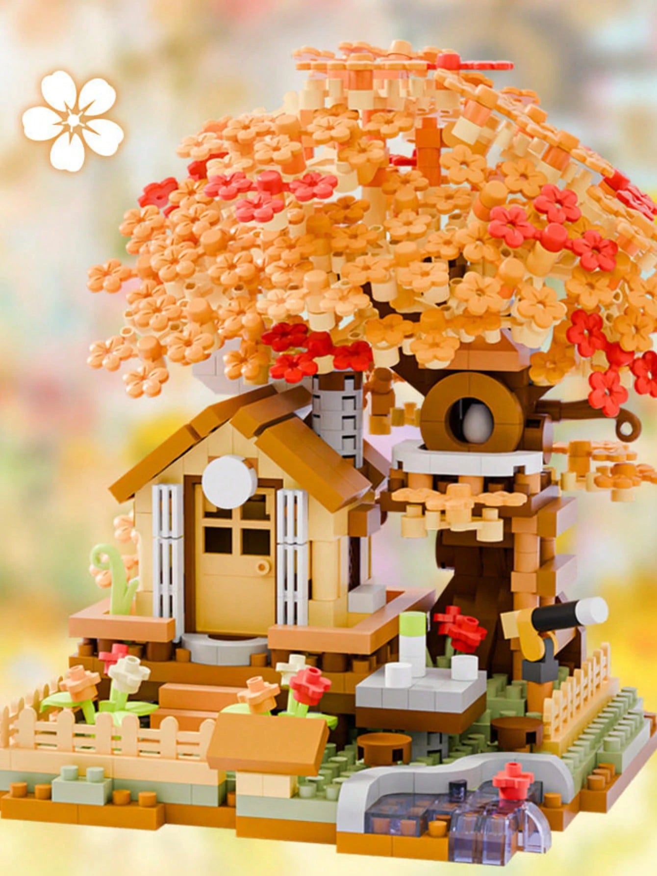 Mini Cherry Blossom Tree House Building Blocks, Buildable Blocks, Collectible Display Item, Everlasting Flowers, Home/Office Decor, Building Blocks Toy, Adult Building Blocks Toy, Wedding Gift, Holida