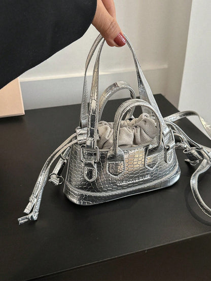 Mini Fashion Women Crocodile Embossed Handbag Bucket Bag