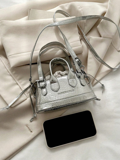 Mini Fashion Women Crocodile Embossed Handbag Bucket Bag